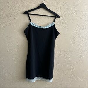 Finesse Black Slip with Pale Blue Lace Trim